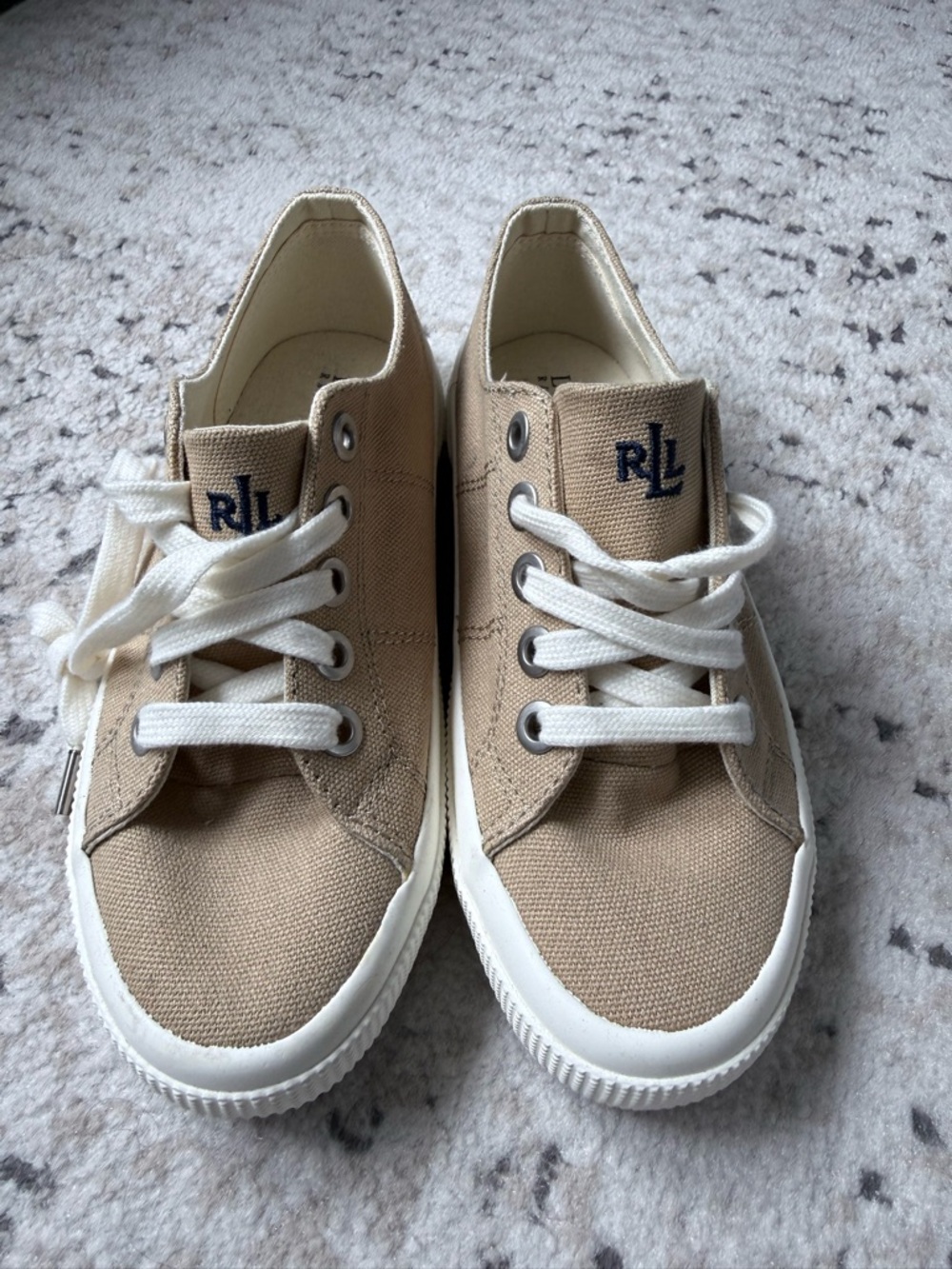 Ralph Lauren Tan Canvas Sneakers Brand New